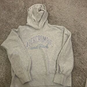Abercrombie Kids Light Gray Hoodie with Blue Text